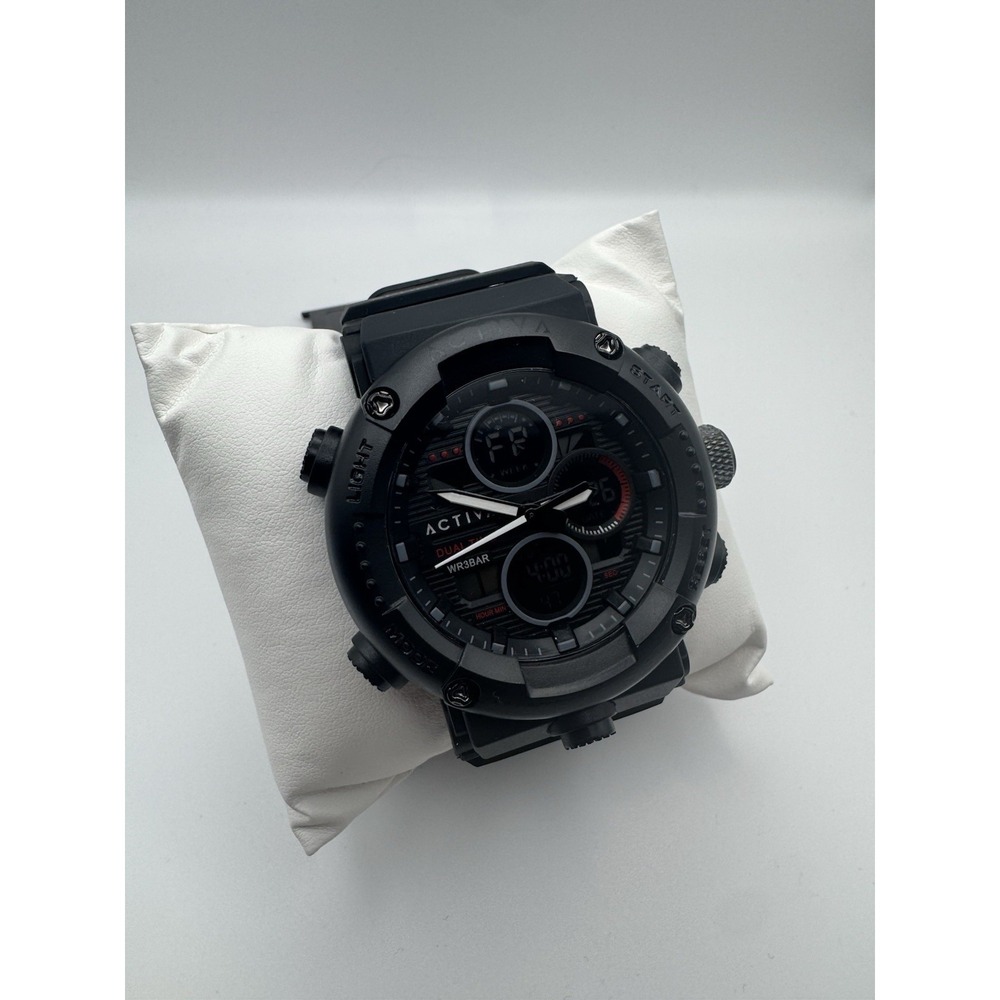 Activa ACW8038-005 Men's Dual Time Analog Digital Watch Black NWT Box Manual